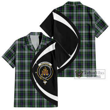 Mackenzie Dress Tartan Short Sleeve Button Up with Family Crest Circle Style