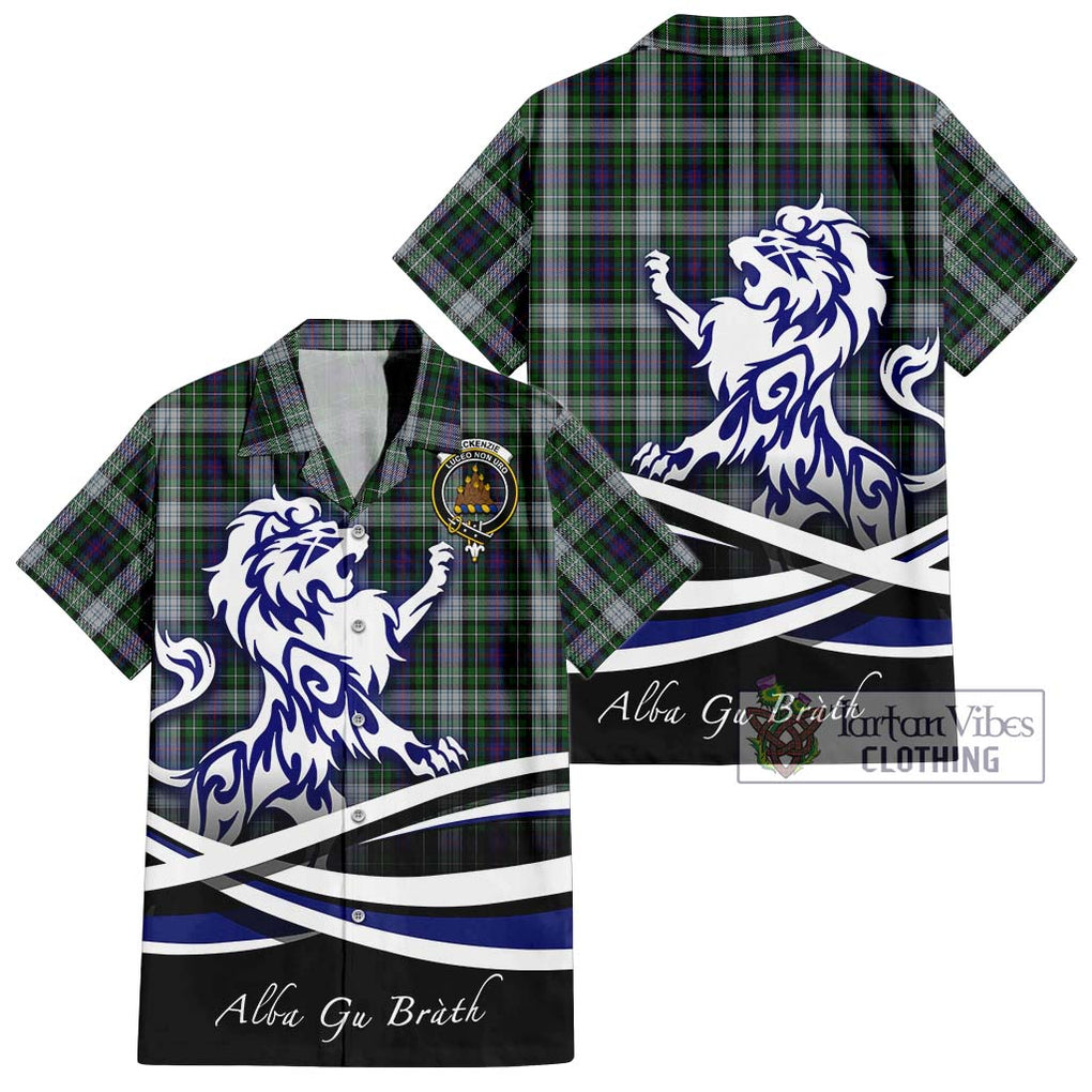 Mackenzie Dress Tartan Short Sleeve Button Shirt with Alba Gu Brath Regal Lion Emblem Kid - Tartanvibesclothing Shop