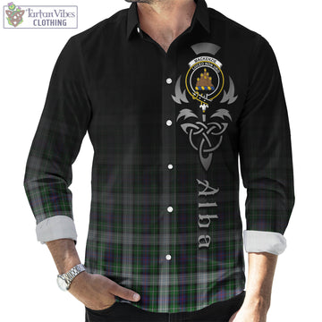 MacKenzie Dress Tartan Long Sleeve Button Up Featuring Alba Gu Brath Family Crest Celtic Inspired