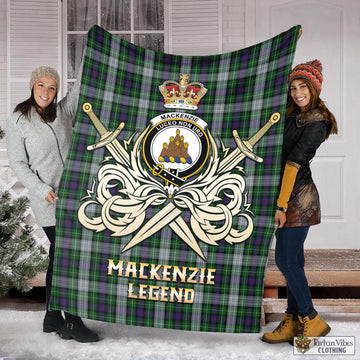 MacKenzie Dress Tartan Blanket with Clan Crest and the Golden Sword of Courageous Legacy