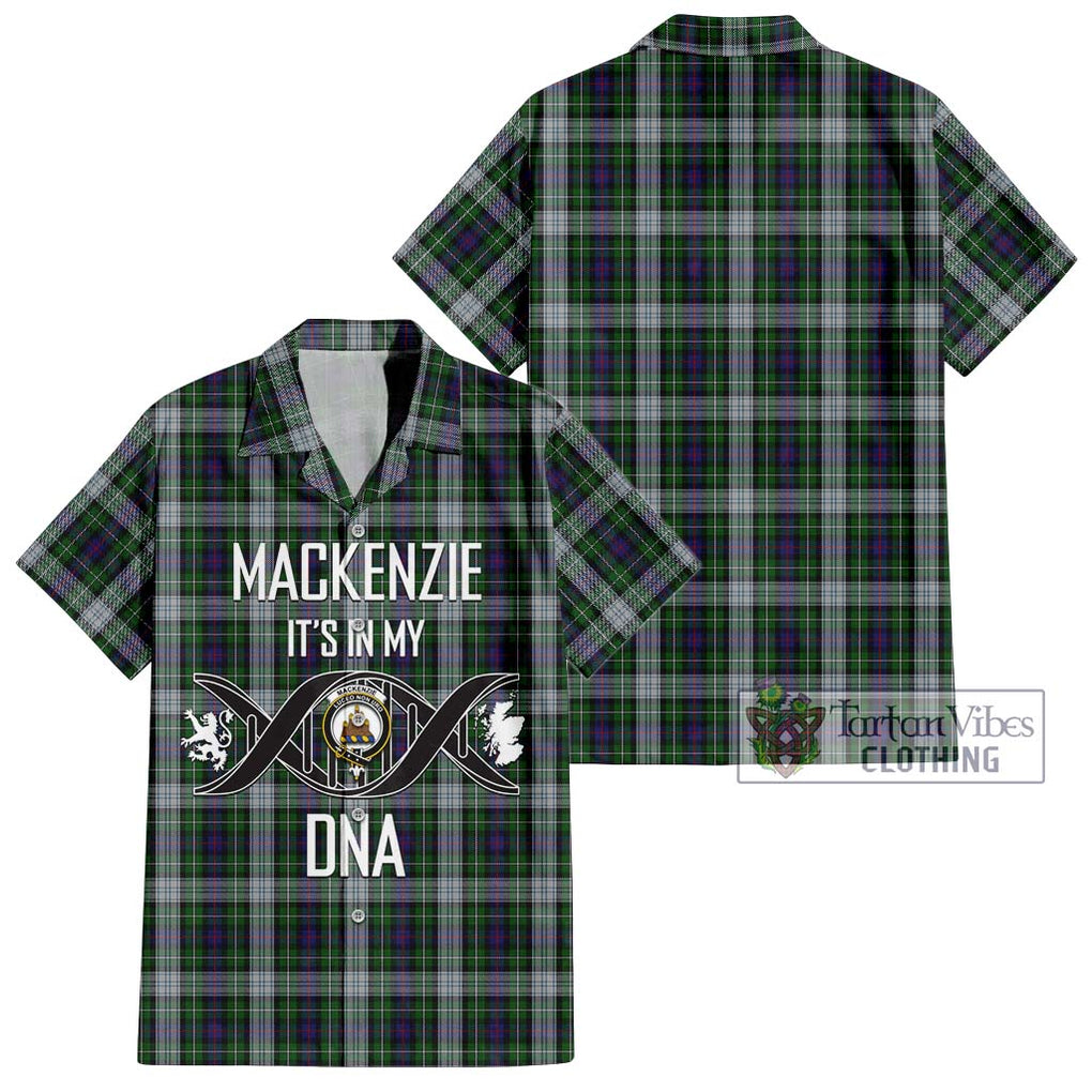 Mackenzie Dress Tartan Short Sleeve Button Shirt with Family Crest DNA In Me Style Kid - Tartanvibesclothing Shop