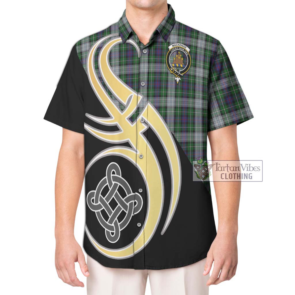 Mackenzie Dress Tartan Short Sleeve Button Shirt with Family Crest and Celtic Symbol Style Kid - Tartan Vibes Clothing