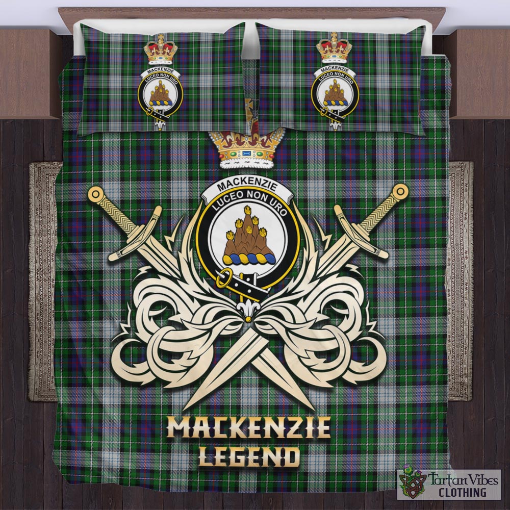 Tartan Vibes Clothing MacKenzie Dress Tartan Bedding Set with Clan Crest and the Golden Sword of Courageous Legacy