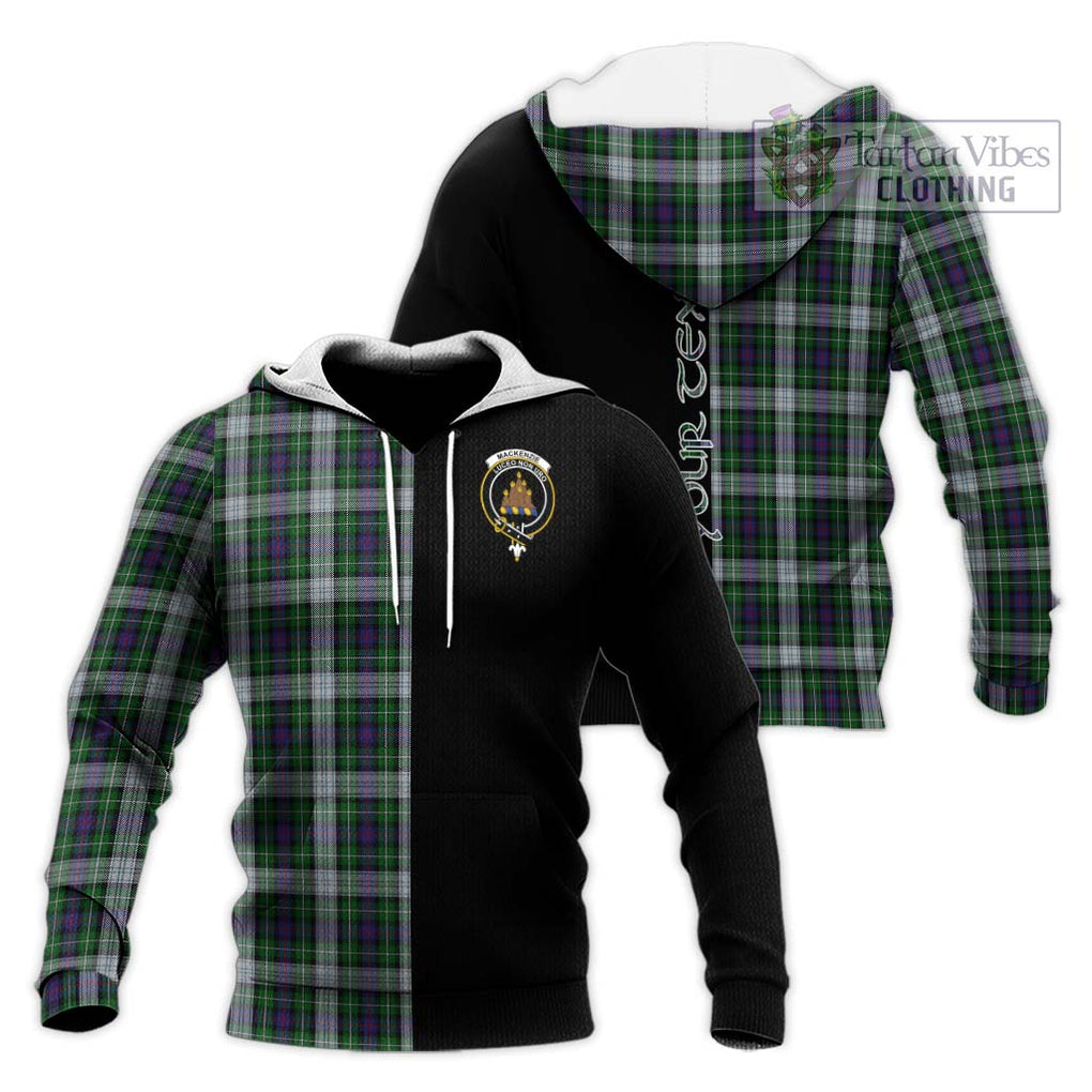 Mackenzie Dress Tartan Knitted Hoodie with Family Crest and Half Of Me Style Unisex Knitted Pullover Hoodie - Tartanvibesclothing Shop