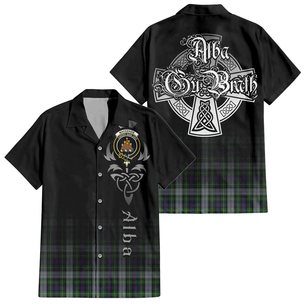 Tartan Vibes Clothing MacKenzie Dress Tartan Short Sleeve Button Up Featuring Alba Gu Brath Family Crest Celtic Inspired