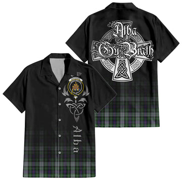 MacKenzie Dress Tartan Short Sleeve Button Up Shirt Featuring Alba Gu Brath Family Crest Celtic Inspired