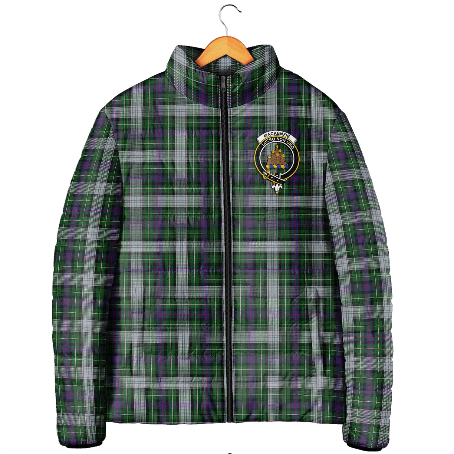 MacKenzie Dress Tartan Padded Jacket with Family Crest Men's Padded Jacket - Tartan Vibes Clothing