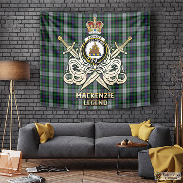 MacKenzie Dress Tartan Tapestry with Clan Crest and the Golden Sword of Courageous Legacy