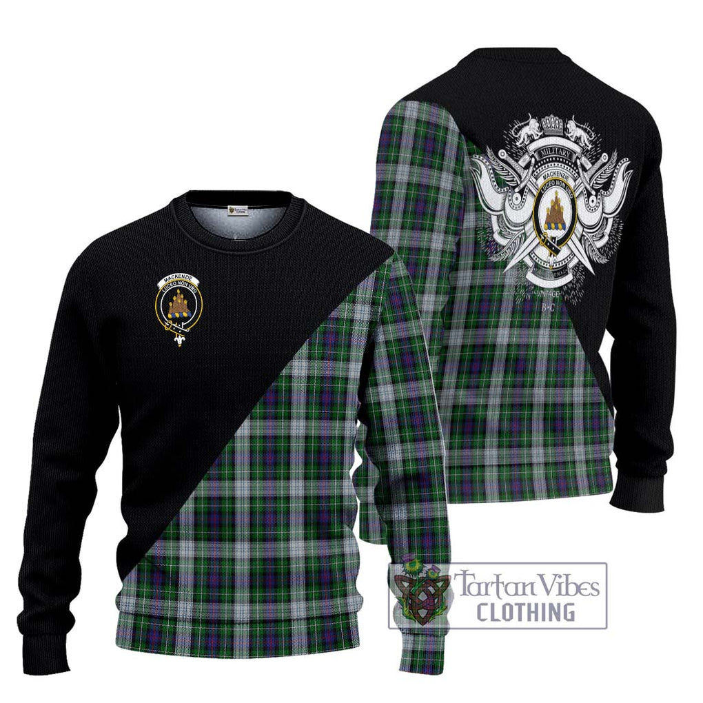 Mackenzie Dress Tartan Knitted Sweater with Family Crest and Military Logo Style Unisex - Tartanvibesclothing Shop