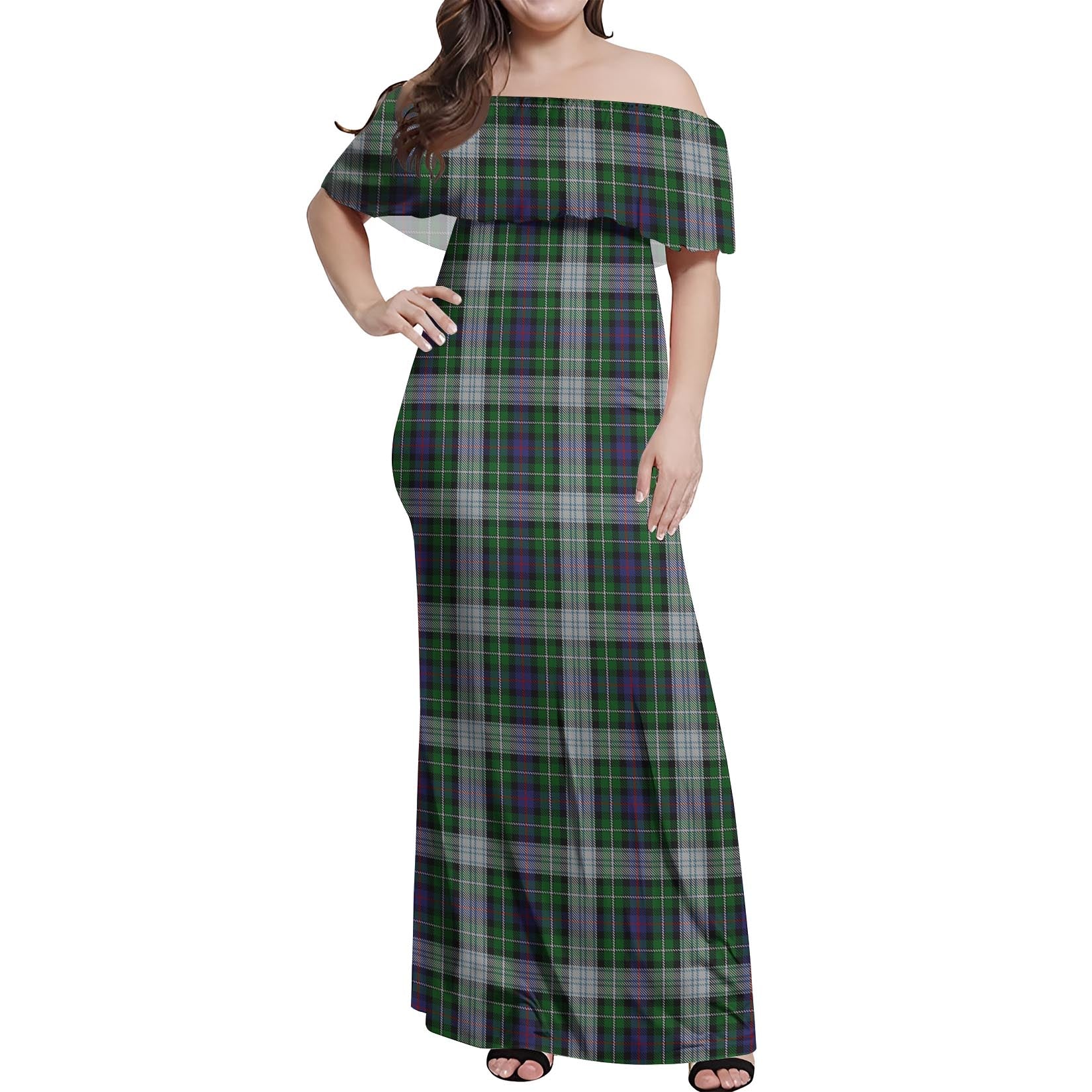 MacKenzie Dress Tartan Off Shoulder Long Dress Women's Dress - Tartanvibesclothing