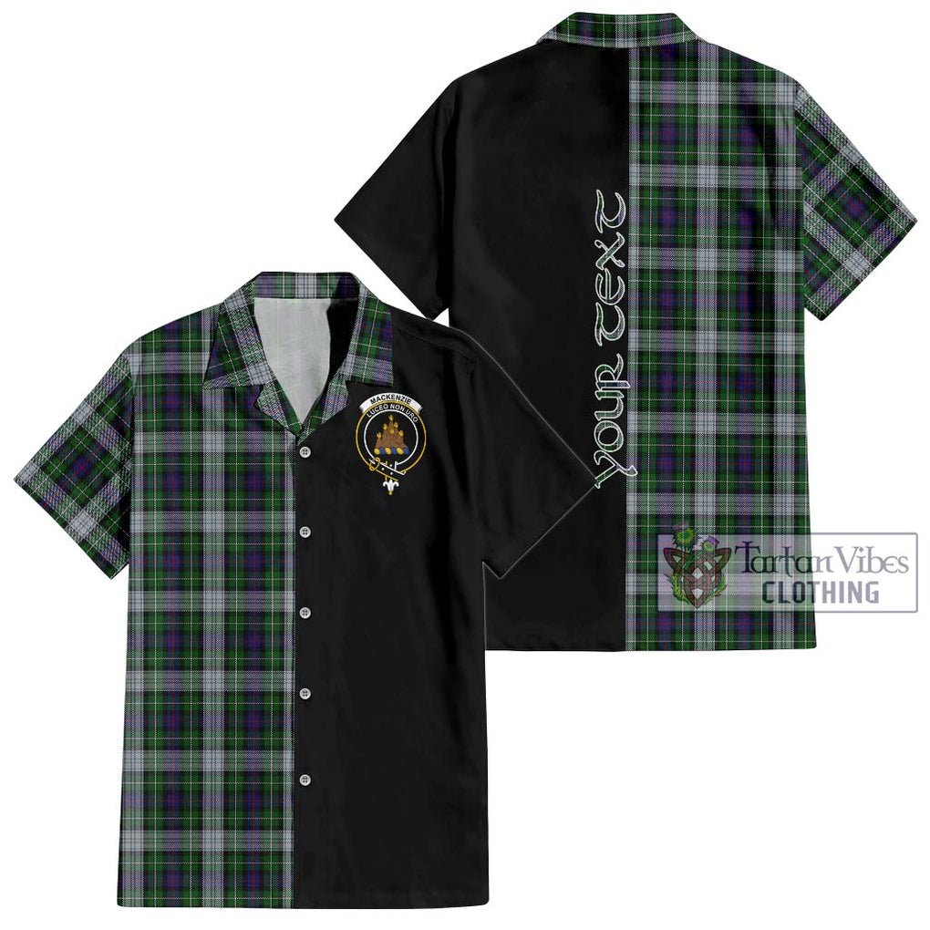 Mackenzie Dress Tartan Short Sleeve Button Shirt with Family Crest and Half Of Me Style Kid - Tartanvibesclothing Shop