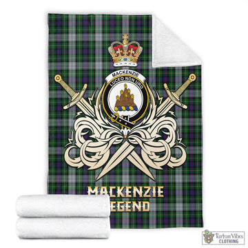 MacKenzie Dress Tartan Blanket with Clan Crest and the Golden Sword of Courageous Legacy