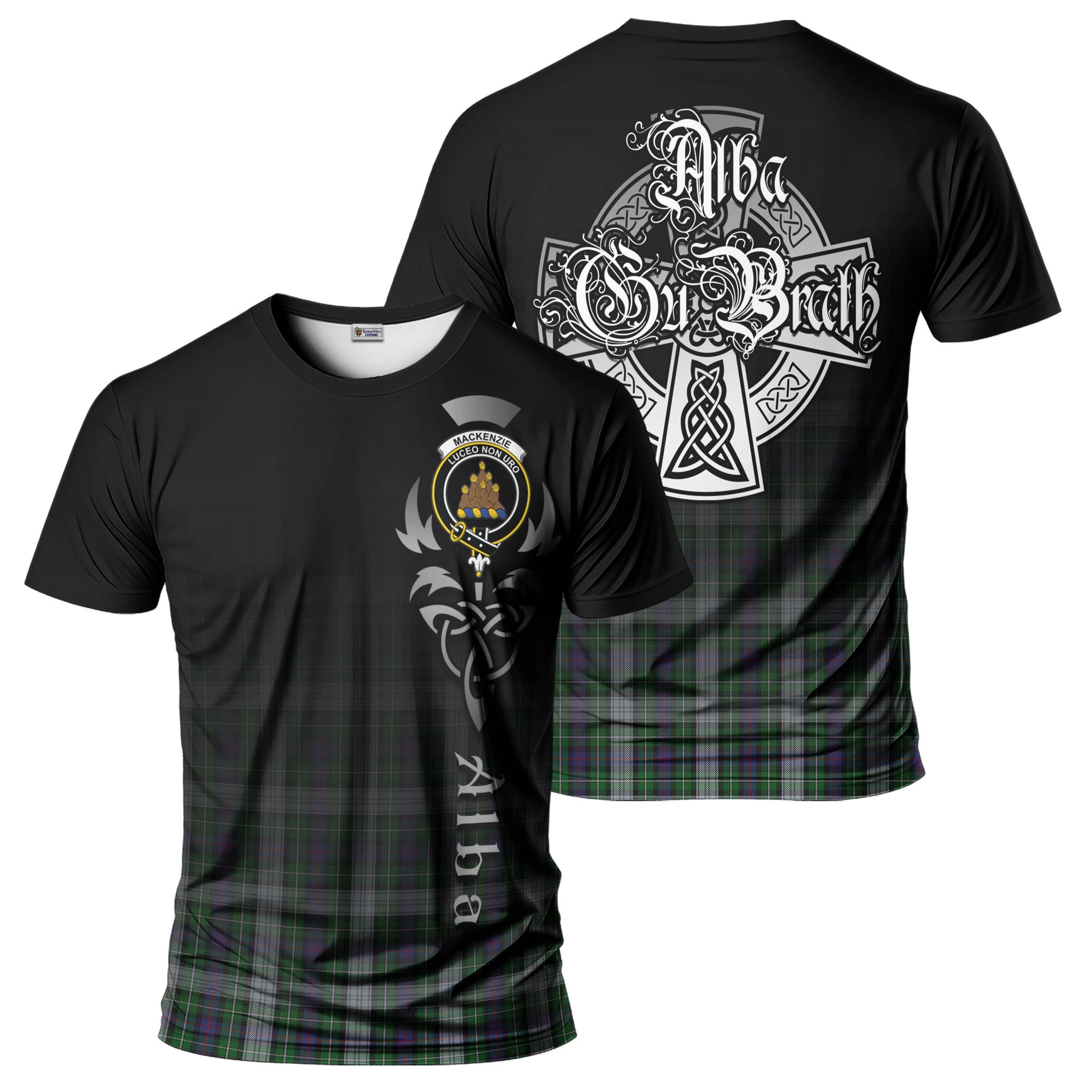 Tartan Vibes Clothing MacKenzie Dress Tartan T-Shirt Featuring Alba Gu Brath Family Crest Celtic Inspired