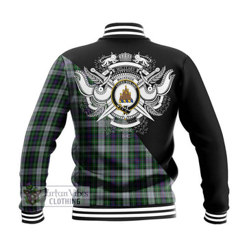 Mackenzie Dress Tartan Baseball Jacket with Family Crest and Military Logo Style