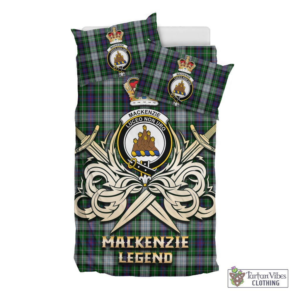 Tartan Vibes Clothing MacKenzie Dress Tartan Bedding Set with Clan Crest and the Golden Sword of Courageous Legacy