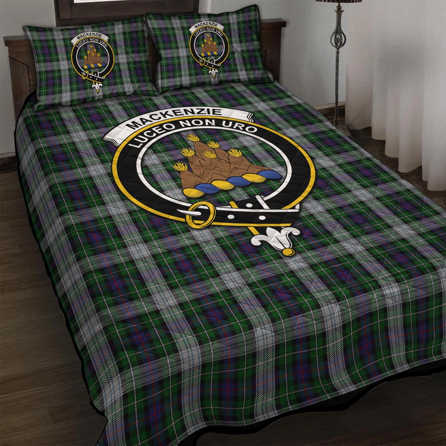 MacKenzie Dress Tartan Quilt Bed Set with Family Crest - Tartan Vibes Clothing