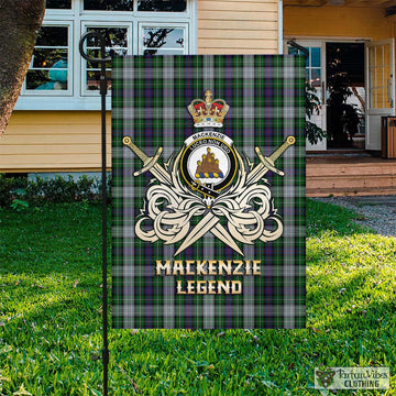 MacKenzie Dress Tartan Flag with Clan Crest and the Golden Sword of Courageous Legacy