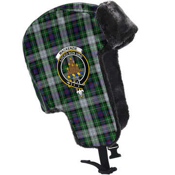 MacKenzie Dress Tartan Winter Trapper Hat with Family Crest