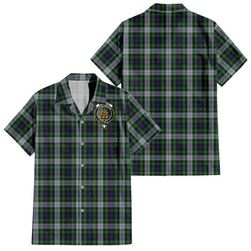 MacKenzie Dress Tartan Short Sleeve Button Down Shirt with Family Crest