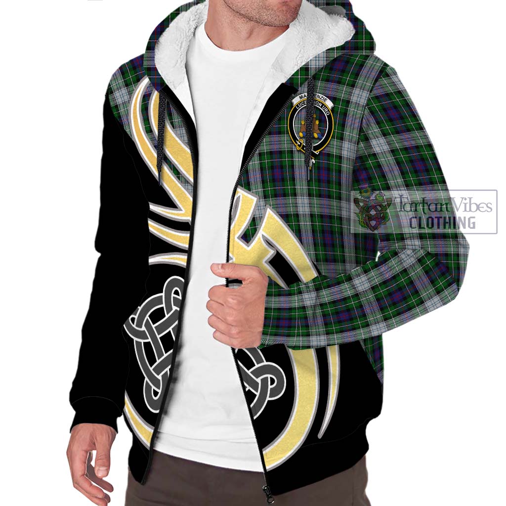 Mackenzie Dress Tartan Sherpa Hoodie with Family Crest and Celtic Symbol Style - Tartan Vibes Clothing