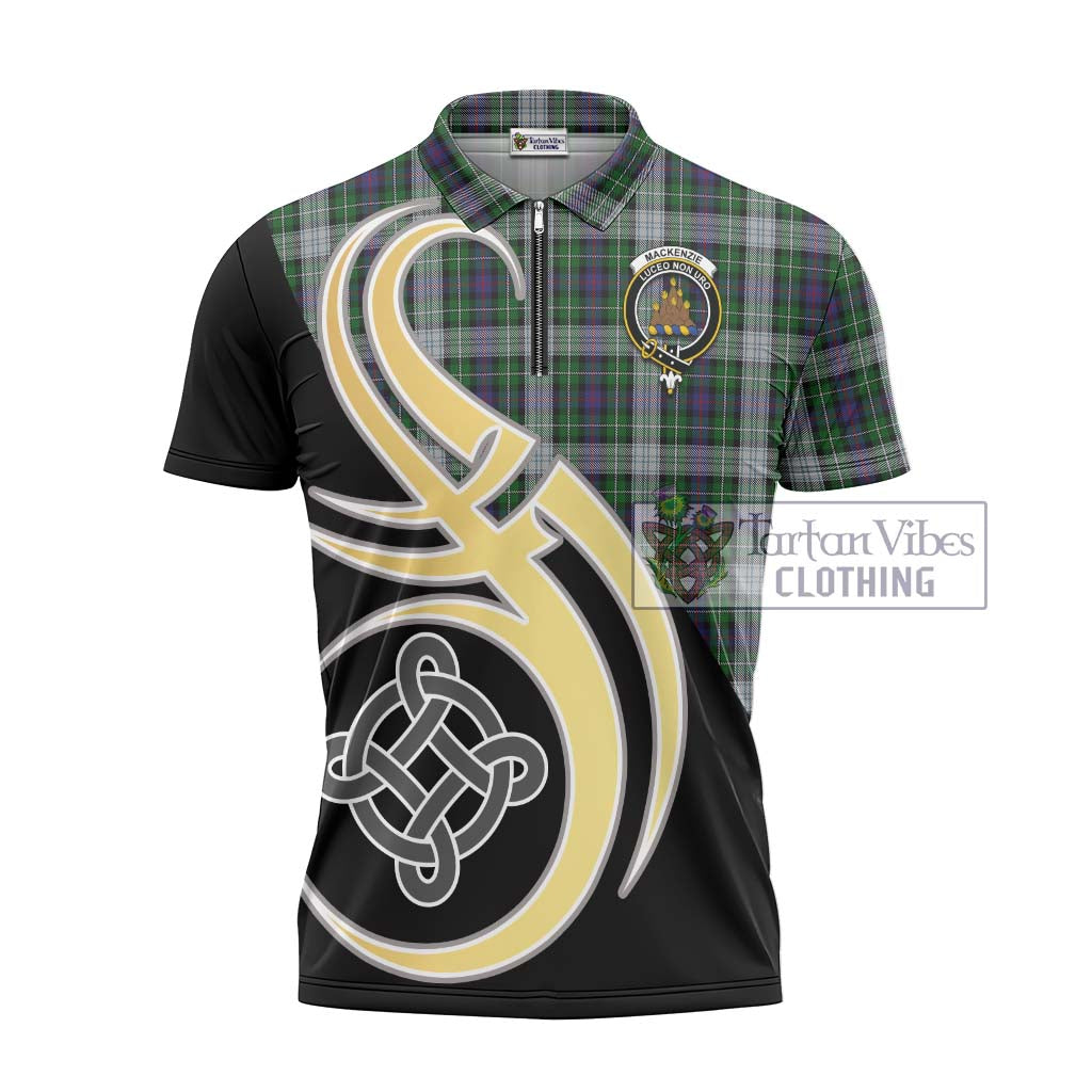 Tartan Vibes Clothing Mackenzie Dress Tartan Zipper Polo Shirt with Family Crest and Celtic Symbol Style