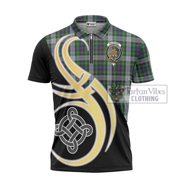 Mackenzie Dress Tartan Zipper Polo Shirt with Family Crest and Celtic Symbol Style