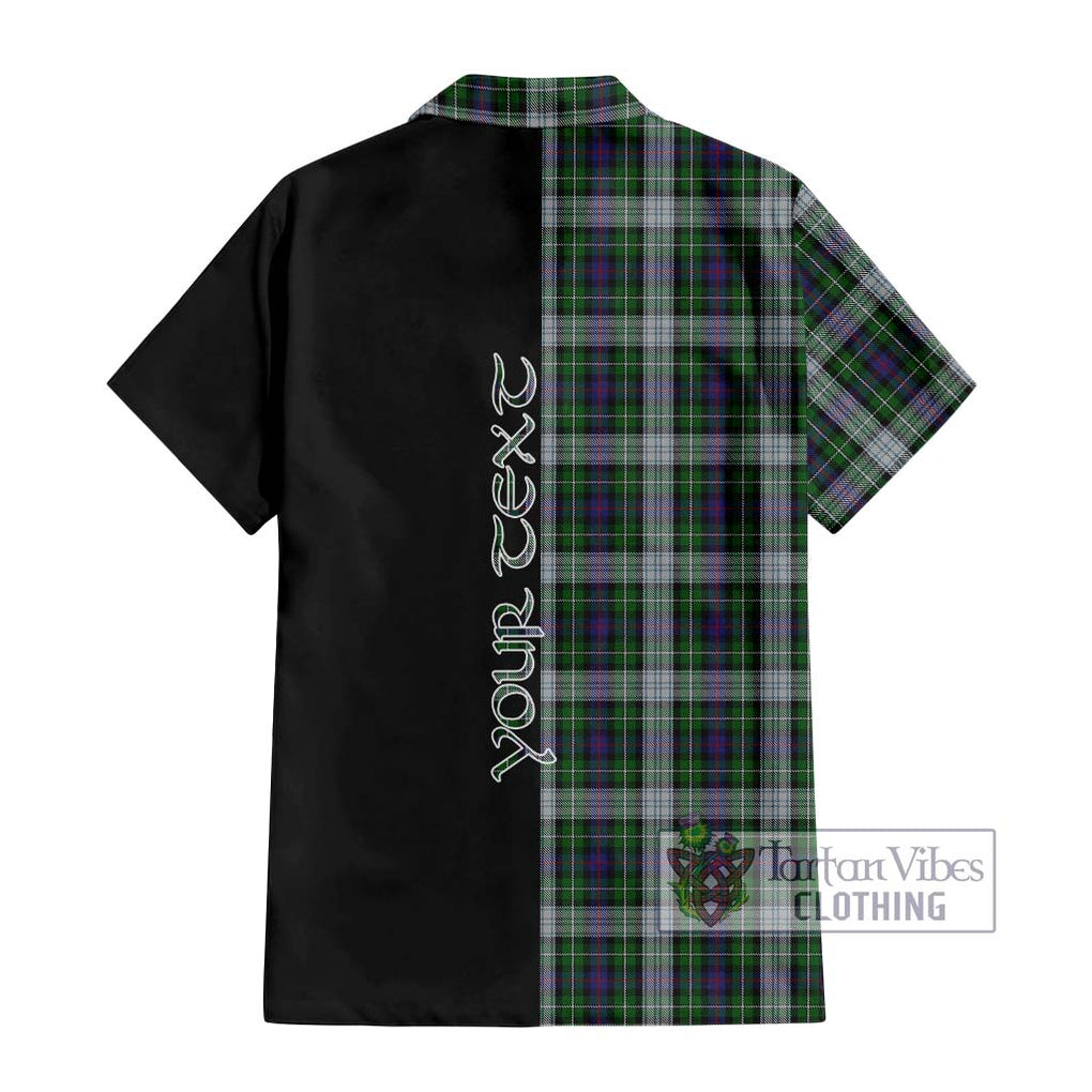 Mackenzie Dress Tartan Short Sleeve Button Shirt with Family Crest and Half Of Me Style - Tartanvibesclothing Shop