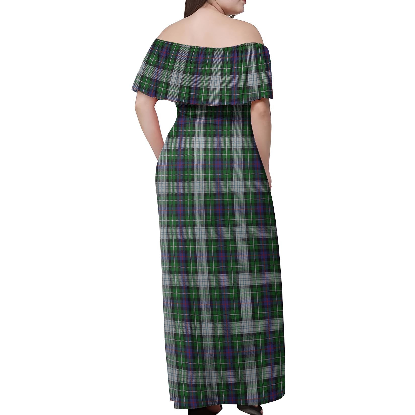 MacKenzie Dress Tartan Off Shoulder Long Dress - Tartanvibesclothing