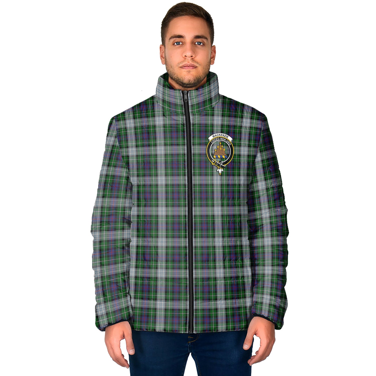 MacKenzie Dress Tartan Padded Jacket with Family Crest - Tartan Vibes Clothing