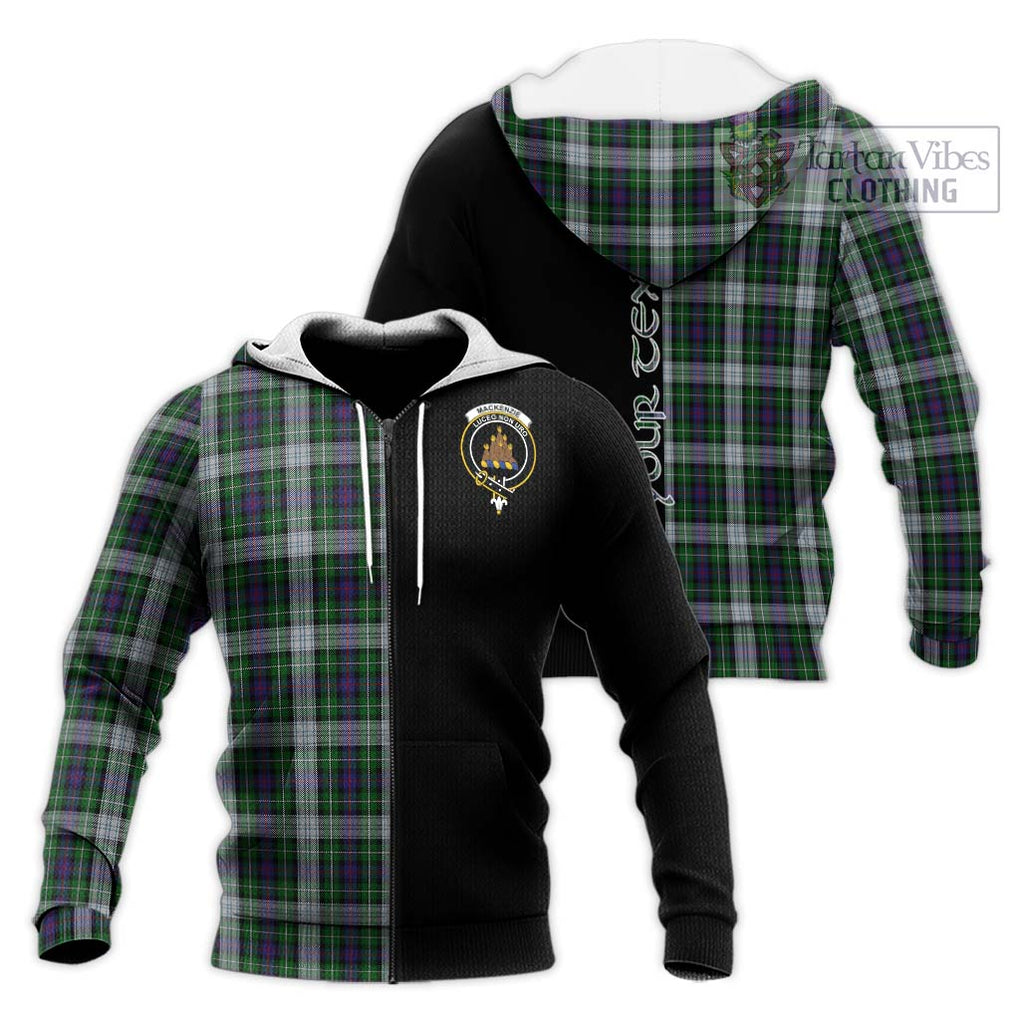 Mackenzie Dress Tartan Knitted Hoodie with Family Crest and Half Of Me Style Unisex Knitted Zip Hoodie - Tartanvibesclothing Shop