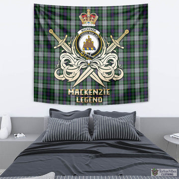 MacKenzie Dress Tartan Tapestry with Clan Crest and the Golden Sword of Courageous Legacy