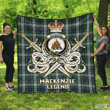 MacKenzie Dress Tartan Quilt with Clan Crest and the Golden Sword of Courageous Legacy