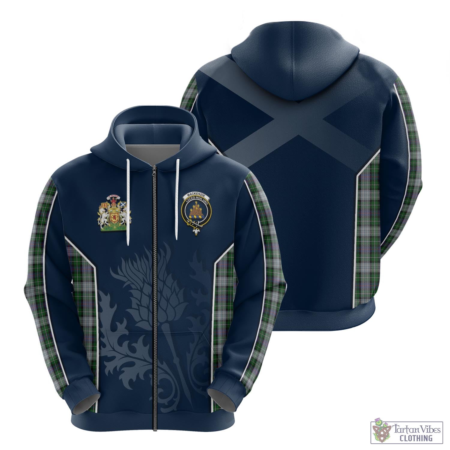 Tartan Vibes Clothing MacKenzie Dress Tartan Hoodie with Family Crest and Scottish Thistle Vibes Sport Style