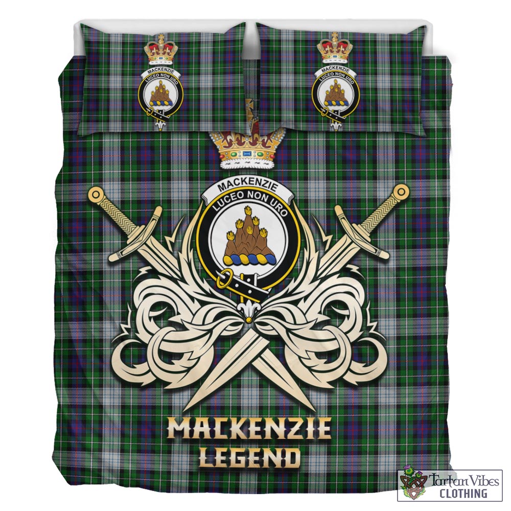 Tartan Vibes Clothing MacKenzie Dress Tartan Bedding Set with Clan Crest and the Golden Sword of Courageous Legacy