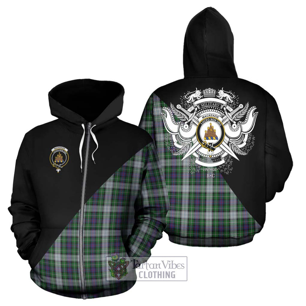 Mackenzie Dress Tartan Hoodie with Family Crest and Military Logo Style - Tartanvibesclothing Shop