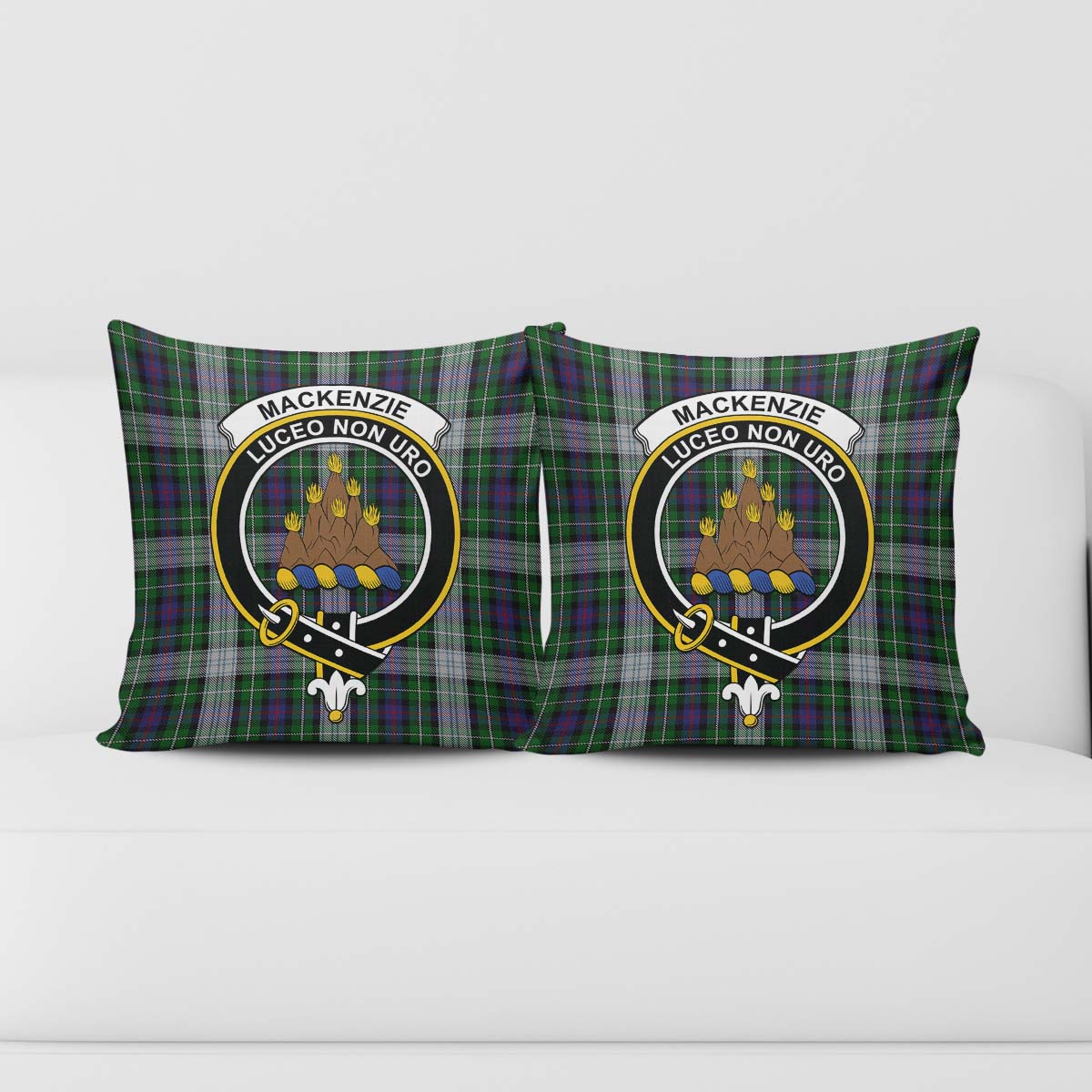 MacKenzie Dress Tartan Pillow Cover with Family Crest - Tartanvibesclothing