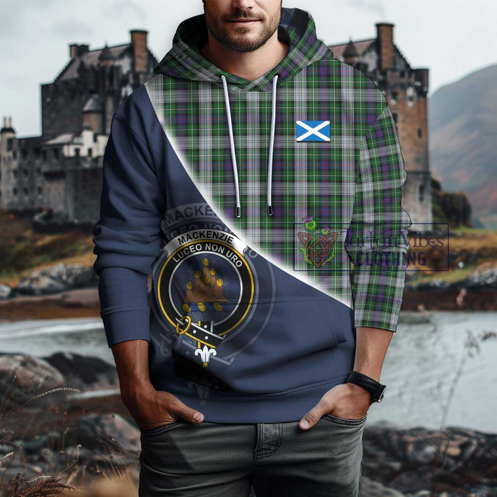 Mackenzie Dress Tartan Hoodie with Personalised National Flag and Family Crest Half Style - Tartanvibesclothing Shop