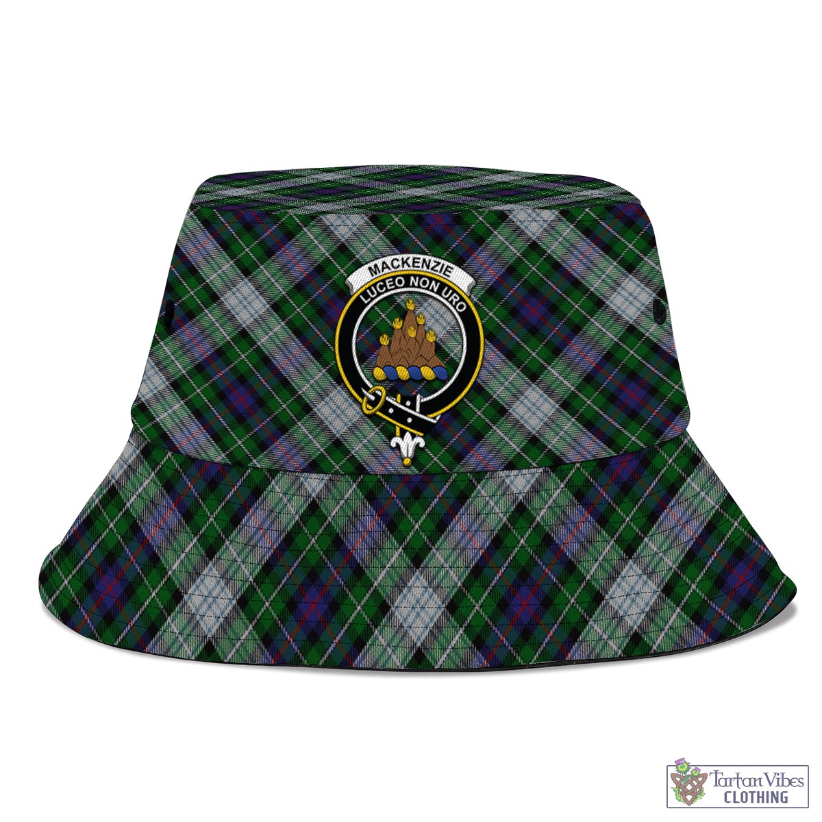 Tartan Vibes Clothing MacKenzie Dress Tartan Bucket Hat with Family Crest