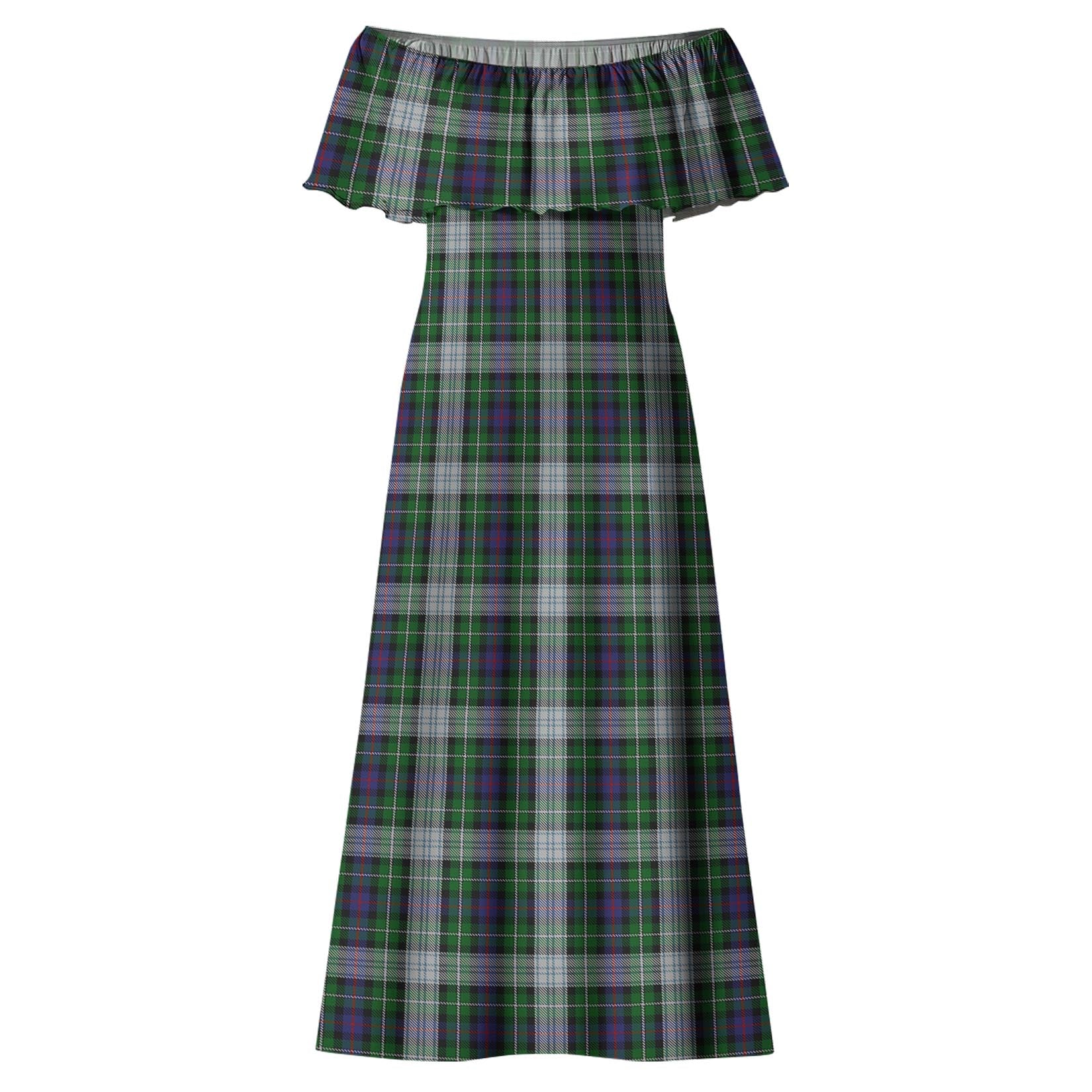 MacKenzie Dress Tartan Off Shoulder Long Dress - Tartanvibesclothing