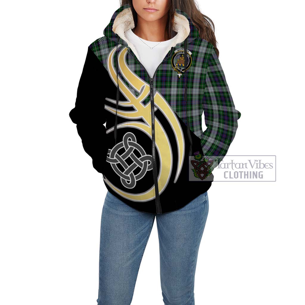 Mackenzie Dress Tartan Sherpa Hoodie with Family Crest and Celtic Symbol Style Unisex - Tartan Vibes Clothing