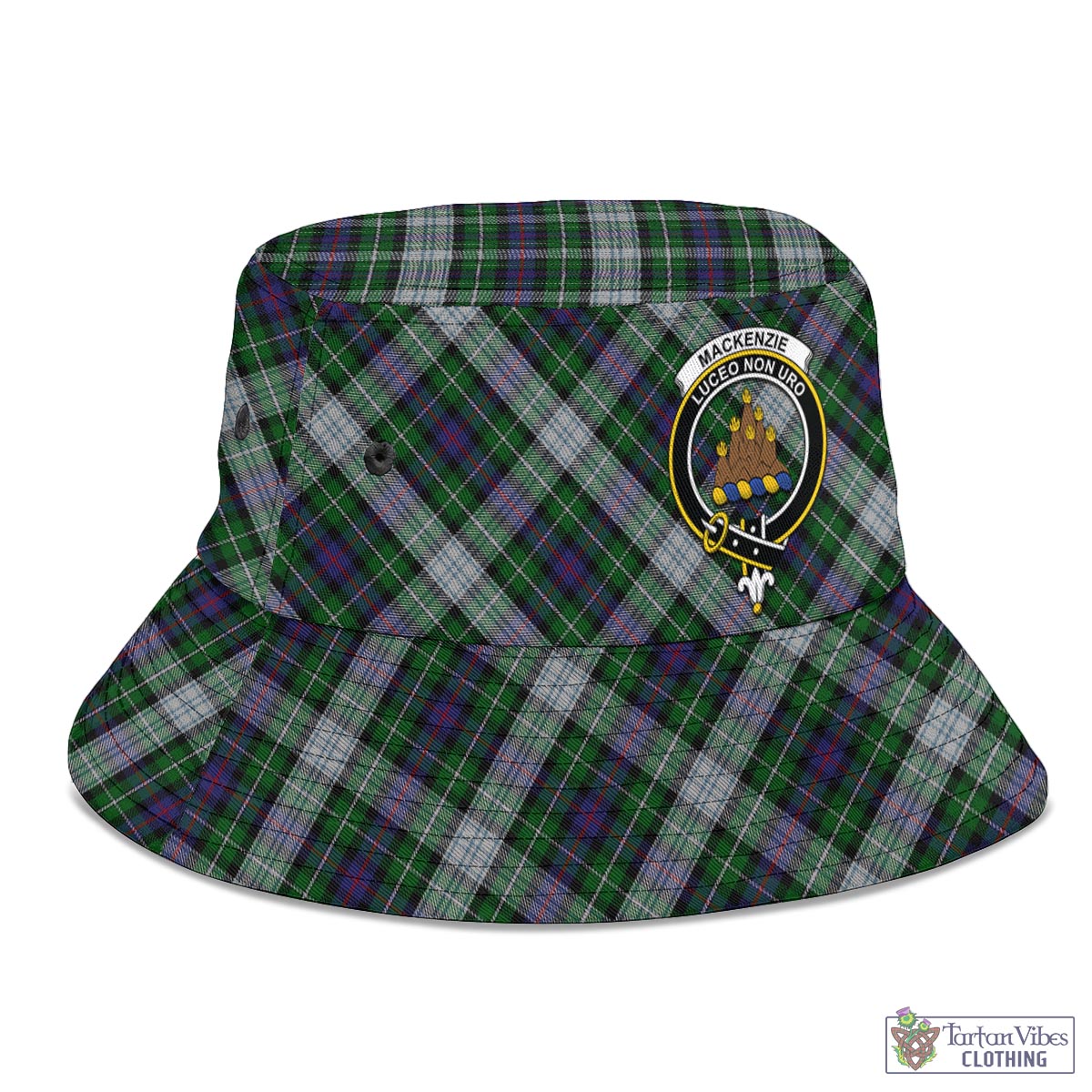 Tartan Vibes Clothing MacKenzie Dress Tartan Bucket Hat with Family Crest