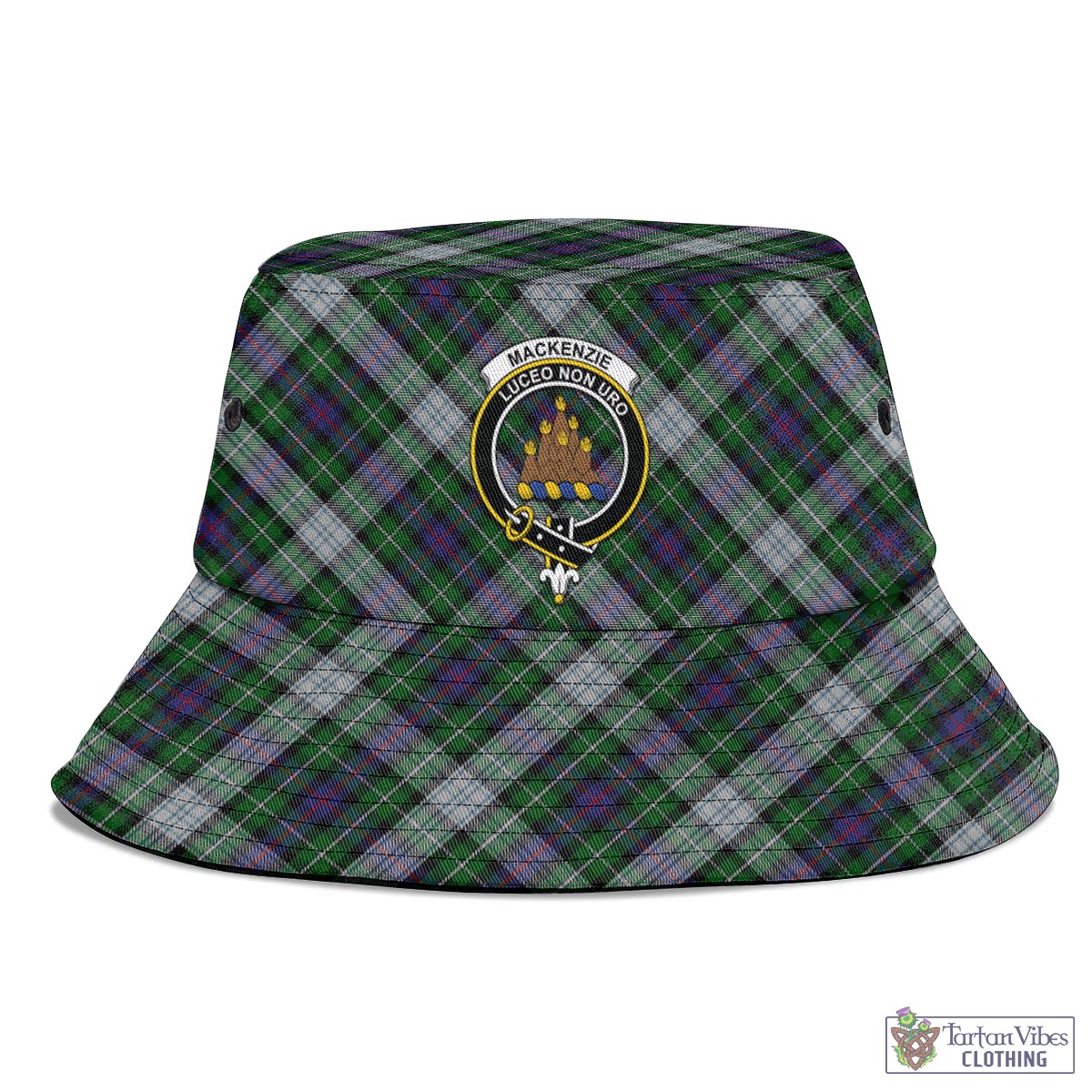 Tartan Vibes Clothing MacKenzie Dress Tartan Bucket Hat with Family Crest