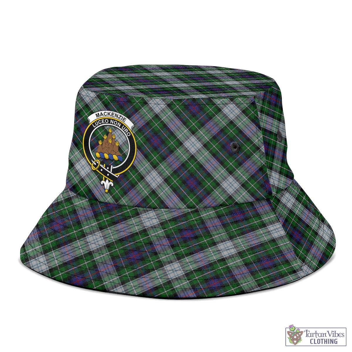 Tartan Vibes Clothing MacKenzie Dress Tartan Bucket Hat with Family Crest