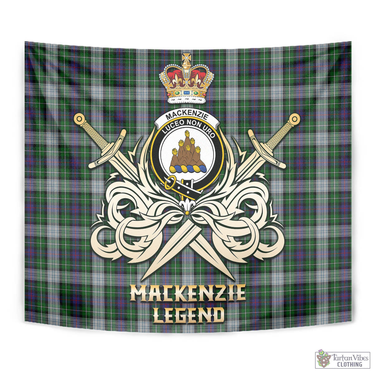 Tartan Vibes Clothing MacKenzie Dress Tartan Tapestry with Clan Crest and the Golden Sword of Courageous Legacy