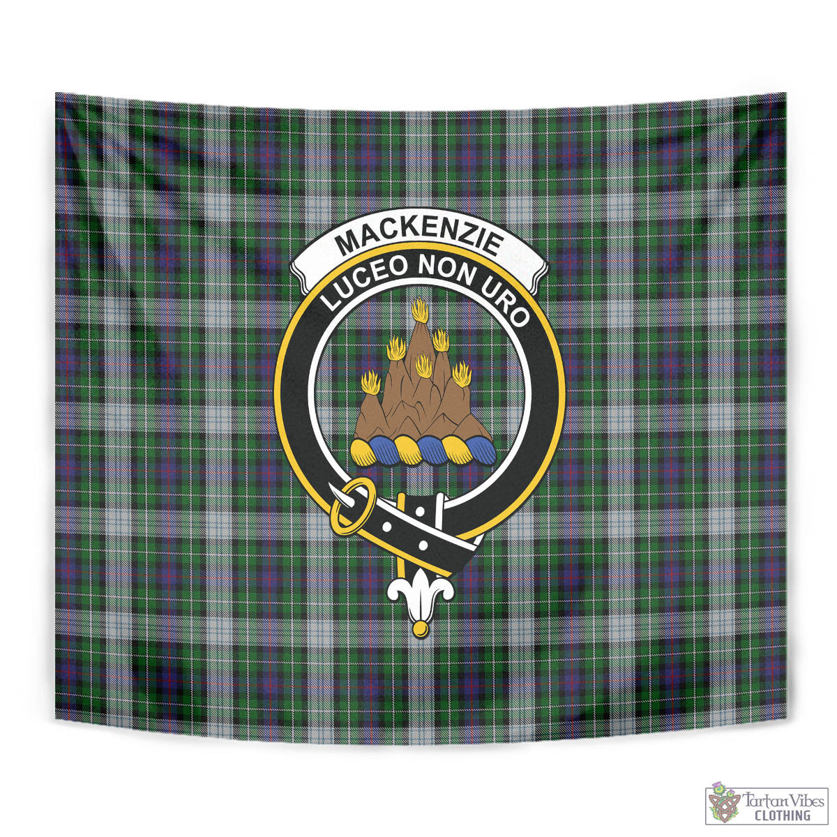 Tartan Vibes Clothing MacKenzie Dress Tartan Tapestry Wall Hanging and Home Decor for Room with Family Crest