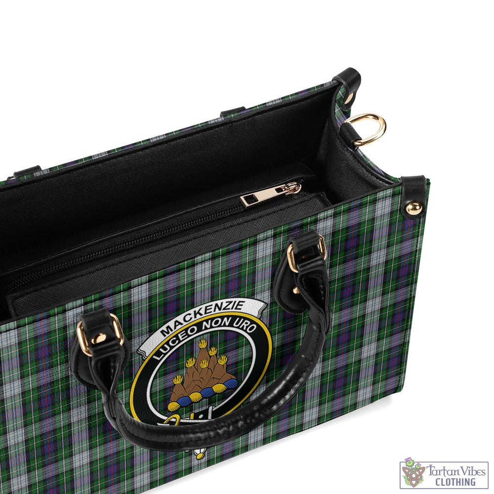 Tartan Vibes Clothing MacKenzie Dress Tartan Luxury Leather Handbags with Family Crest