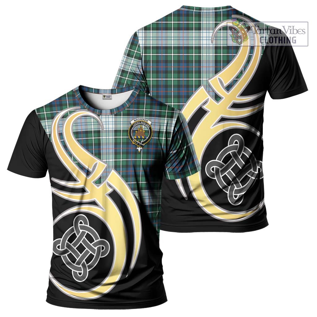 Tartan Vibes Clothing Mackenzie Dress Ancient Tartan T-Shirt with Family Crest and Celtic Symbol Style