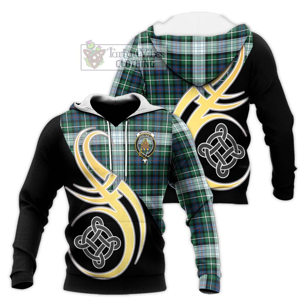 Mackenzie Dress Ancient Tartan Knitted Hoodie with Family Crest and Celtic Symbol Style Unisex Knitted Pullover Hoodie - Tartan Vibes Clothing