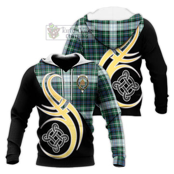 Mackenzie Dress Ancient Tartan Knitted Hoodie with Family Crest and Celtic Symbol Style