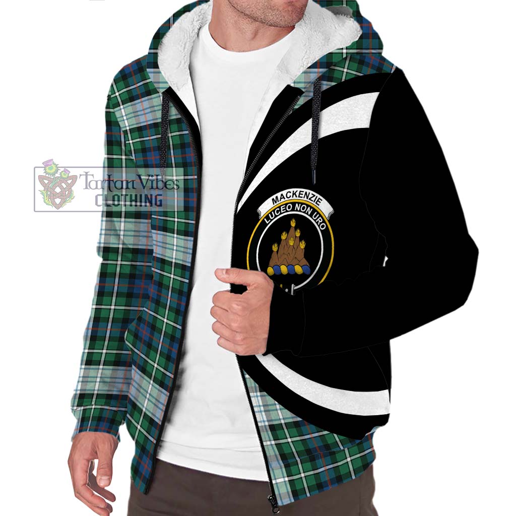 Mackenzie Dress Ancient Tartan Sherpa Hoodie with Family Crest Circle Style Unisex S - Tartan Vibes Clothing